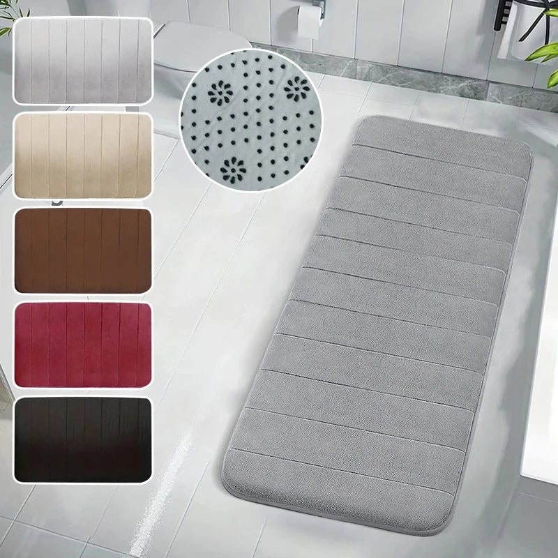 Coral Velvet Bathroom Mat - Anti-Skid Absorbent Toilet & Bathtub Floor Mat, Entrance Rug
