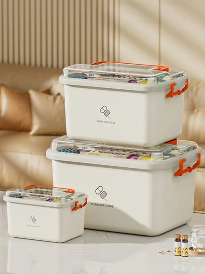 Large Capacity Medicine Box – Portable Home First Aid Kit with Multi-Layer Drug Storage for Family Emergencies