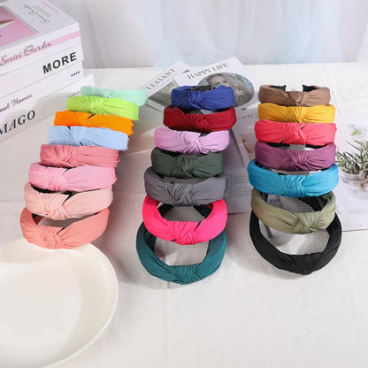 New Knotted Headbands for Women & Girls – Solid Color Hair Bands, Simple Retro Hair Hoop, Makeup Headwear, Hair Accessories