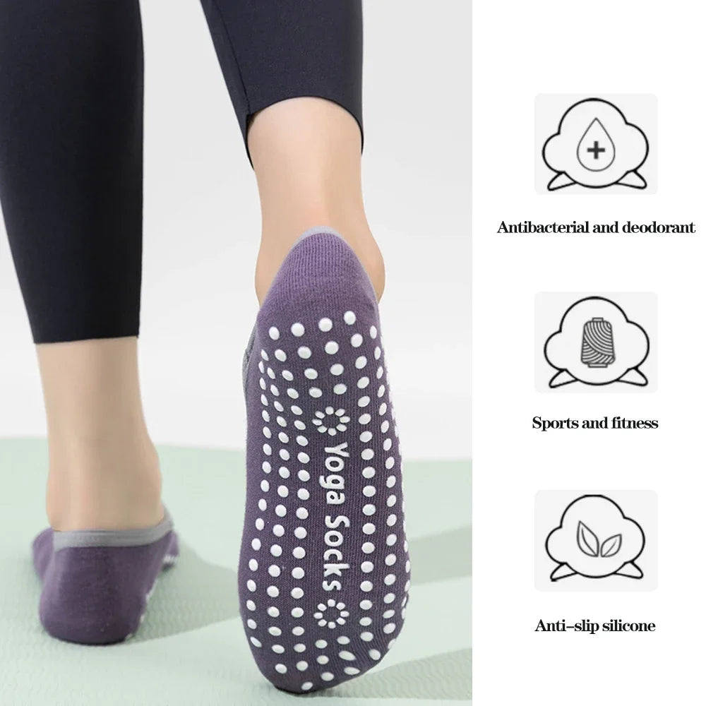 Women’s Anti-Slip Yoga Socks 1–3 Pairs – Silicone Grip Ballet Pilates Backless Breathable Sport Socks for Fitness & Dance