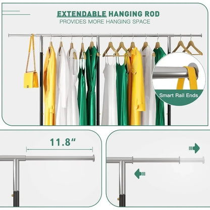 Heavy Duty Rolling Clothing Rack – Portable Clothes Hanger with Wheels for Walk-In Closets