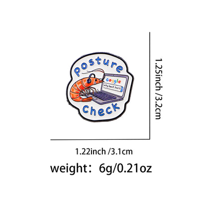 Shrimp Enamel Pin – Funny “Check” Quote Lapel Brooch for Backpacks, Women’s Fashion & Gifts