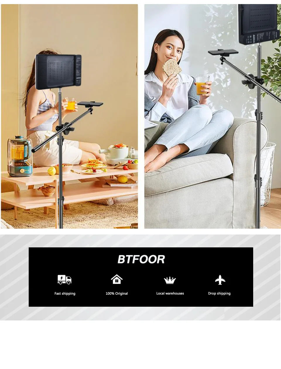 LED Photo Studio Video Fill Light Panel – 3000K-6500K Adjustable with Tripod Stand & Long Arm, EU Plug for Live Streaming
