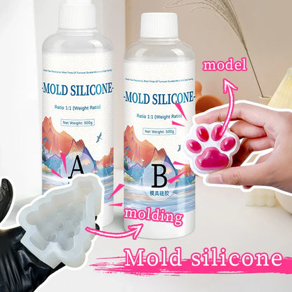 DIY Silicone Mold Making Kit – AB 1:1 Liquid Silicone Rubber, Fast Curing Mold Casting Material (200g/500g)