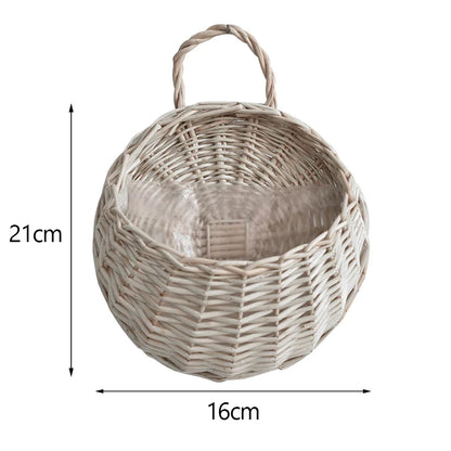Wall Mount Rattan Flower Basket - Woven Hanging Planter Vase for Garden, Balcony & Home Decor