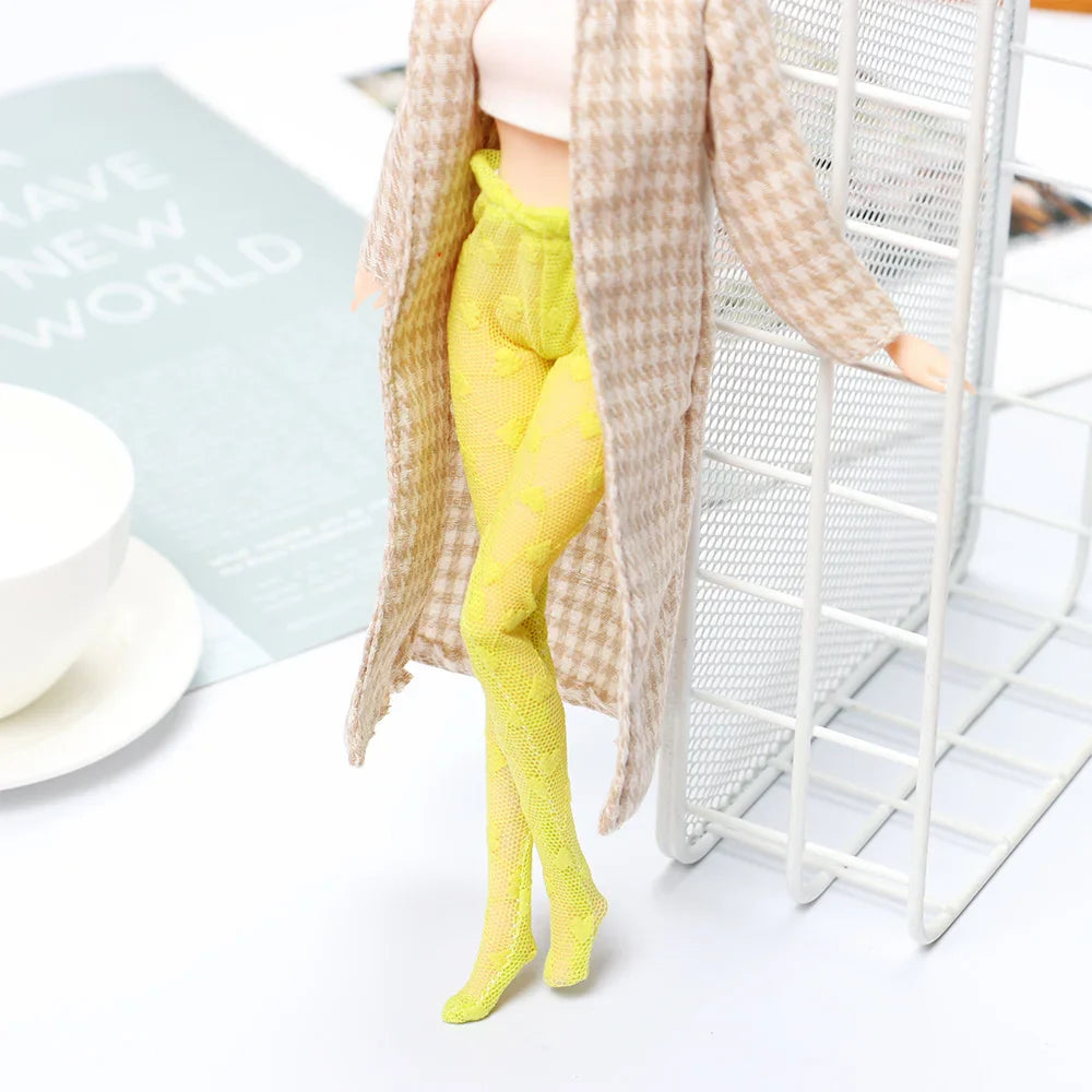 30cm Doll Silk Stockings – Mini Fishnet Tights for 1/6 Dolls, Elastic Leggings & Sock Accessory, Doll Girl Gift