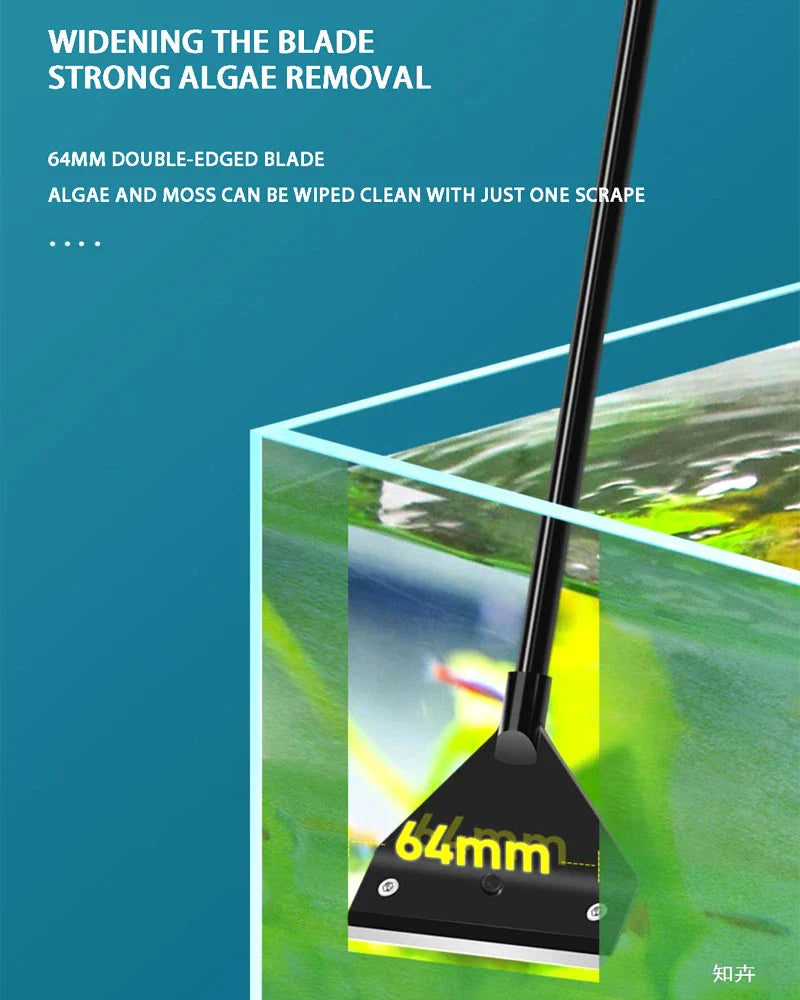 Fish tank cleaning tool Flat sand and algae removal dual-use Glass algae removal scraper with 5 blades Aquarium cleaning tool