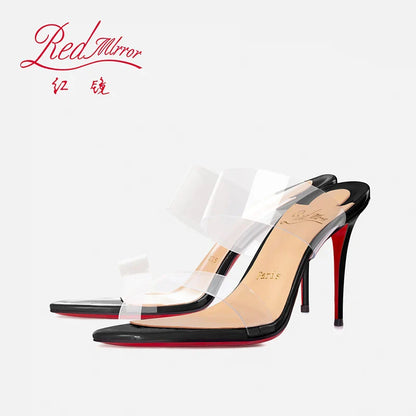 Red Sole Transparent High Heels — Summer PVC Open-Toe Handmade Women’s Sandals