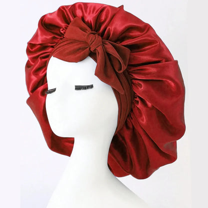 Satin Silk Bonnet – Adjustable Sleeping Hair Bonnet with Tie Band for Women & Men
