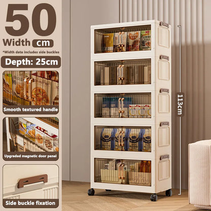 Installation-Free Foldable Storage Cabinet – Plastic Organizer for Kids’ Clothes & Snacks