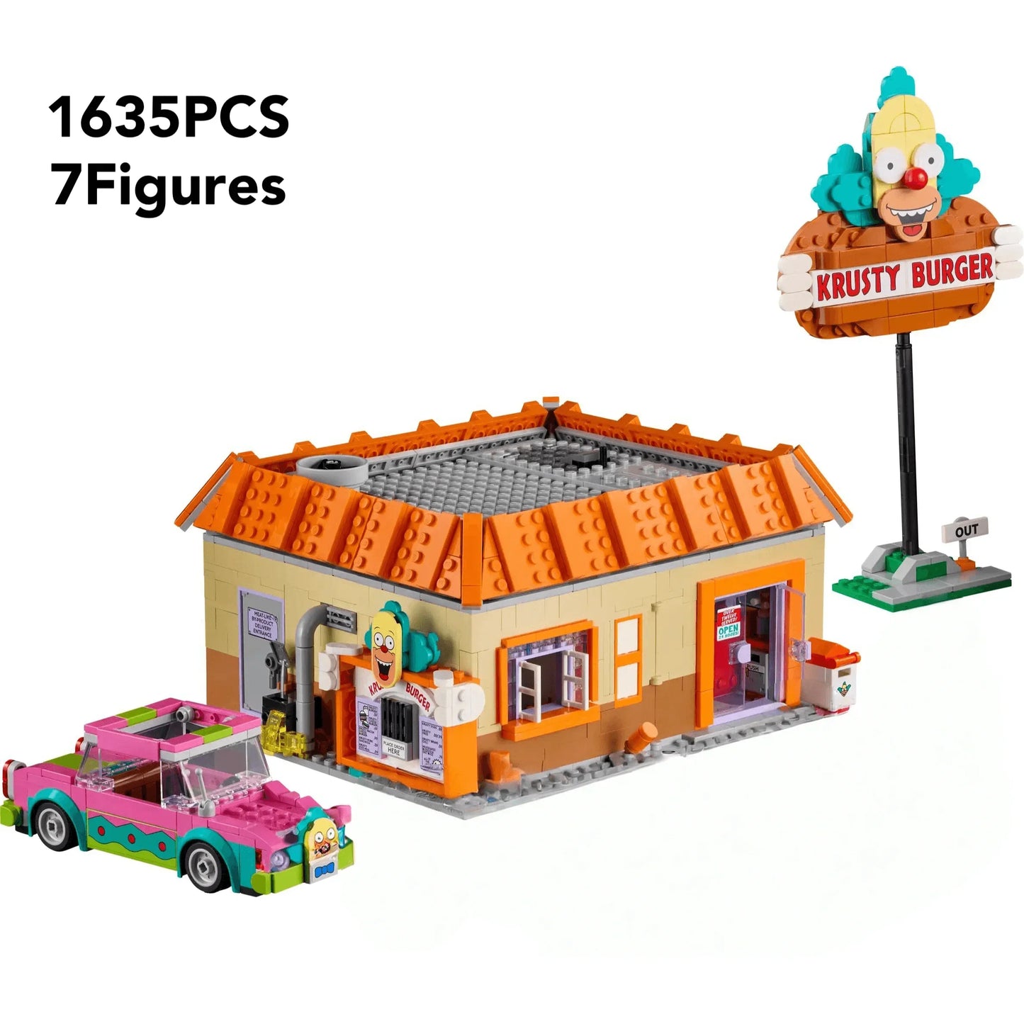 2025 Krusty Burger Restaurant Building Blocks Set – Creative Educational Brick Toy for Kids Gifts