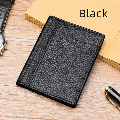 YUECIMIE Super Slim Leather Wallet – Genuine Mini Credit Card Holder, Thin Soft Purse for Men