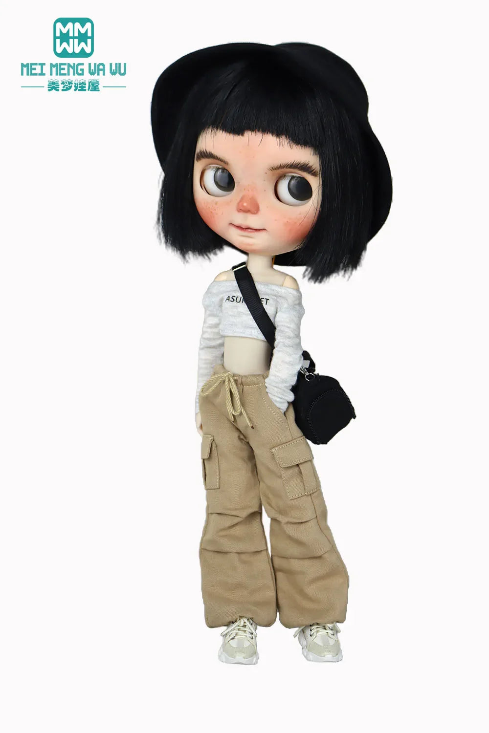 Blythe & Azone OB22/OB24 Doll Clothes — Fashion Jeans Overalls in Khaki, Army Green, Denim Blue, Pink & Black