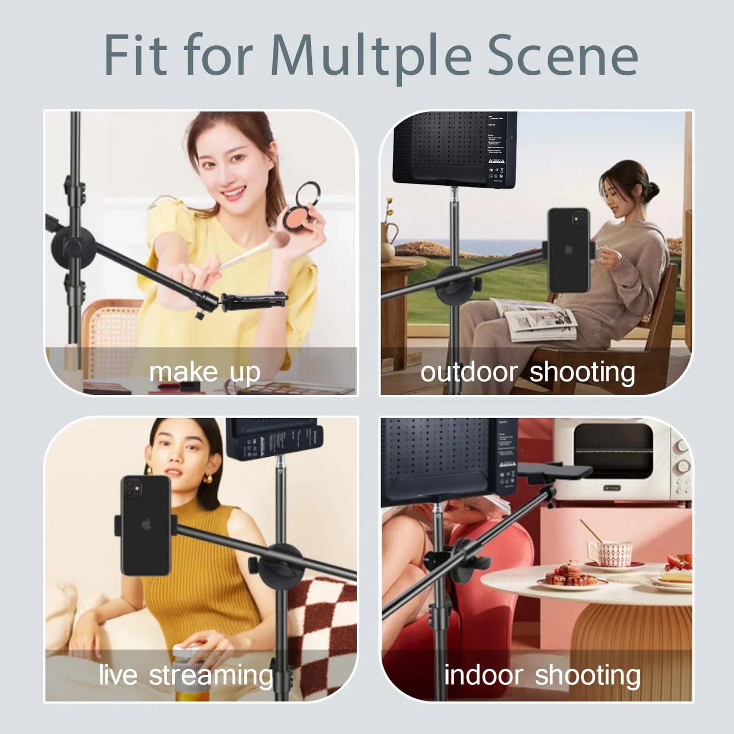 LED Photo Studio Video Fill Light Panel – 3000K-6500K Adjustable with Tripod Stand & Long Arm, EU Plug for Live Streaming