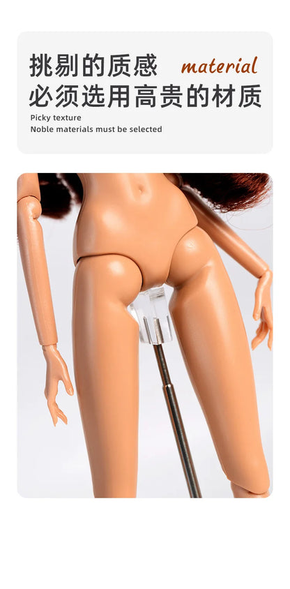 2025 32cm Supermodel 1/6 Doll – Nude Movable Body with PU Muscle Skin, Curly Hair, Dress-Up Gift Figure