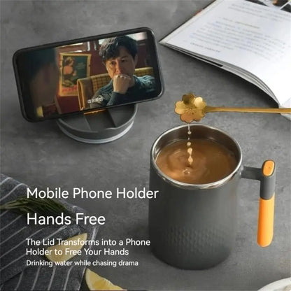 Portable Double-Layer Coffee Mug – 304 Stainless Steel with Handle and Cover | Leak-Proof Thermos Cup