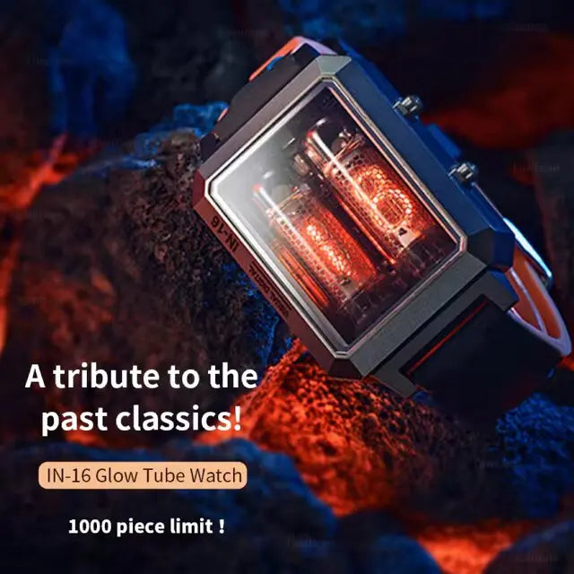 CYBERPUNK IN-16 Nixie Tube Watch – Hour & Minute Display with Wireless Charging