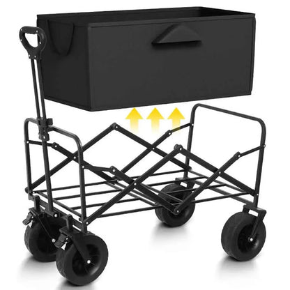Heavy Duty Large Capacity Folding Wagon – Collapsible Shopping, Beach & Garden Trolley, Portable Outdoor Camping Cart