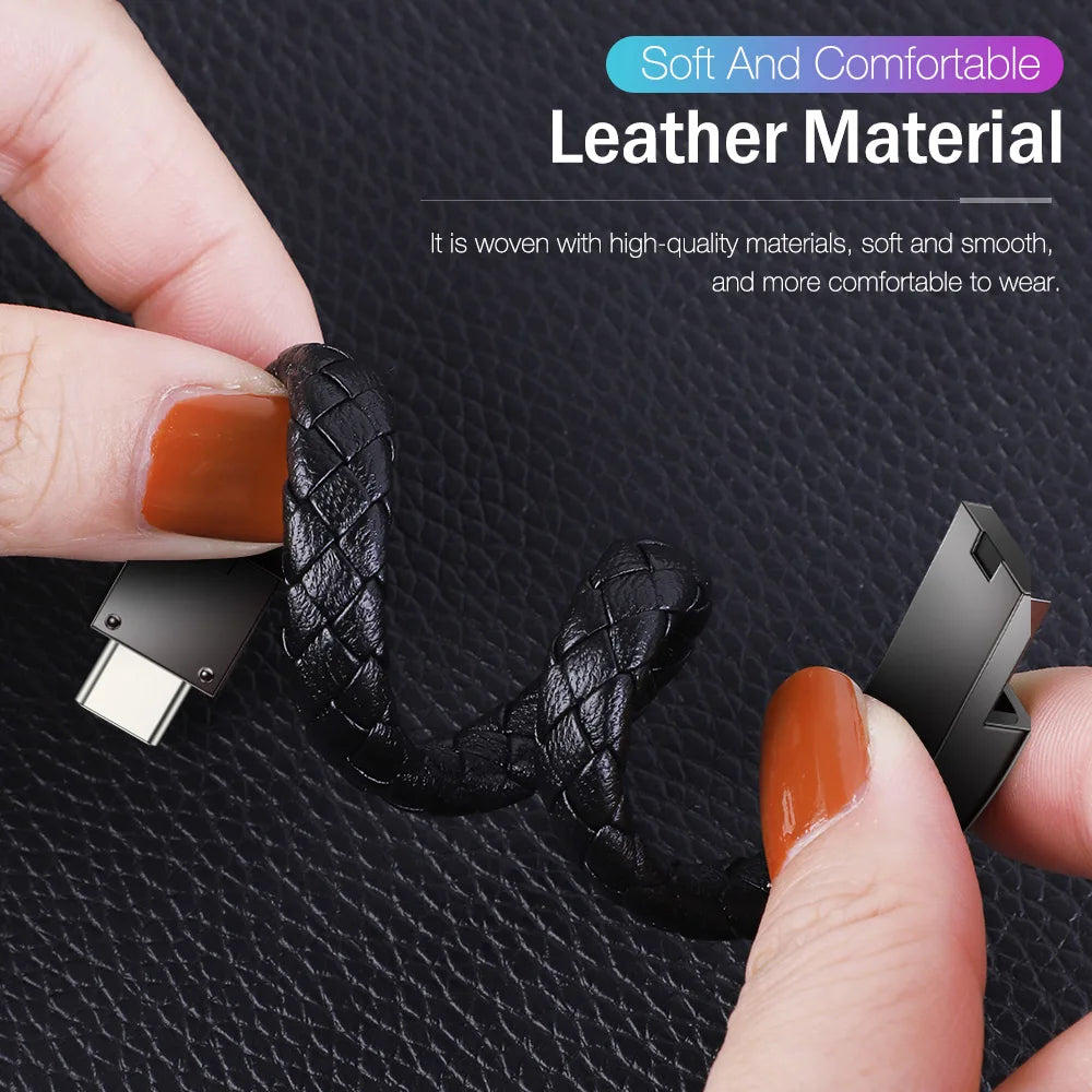 Portable Bracelet Fast Charging Cable – Compatible with iPhone 11/12/13/14 Pro Max, Samsung, Huawei, Xiaomi, USB Micro and Type-C Data Line