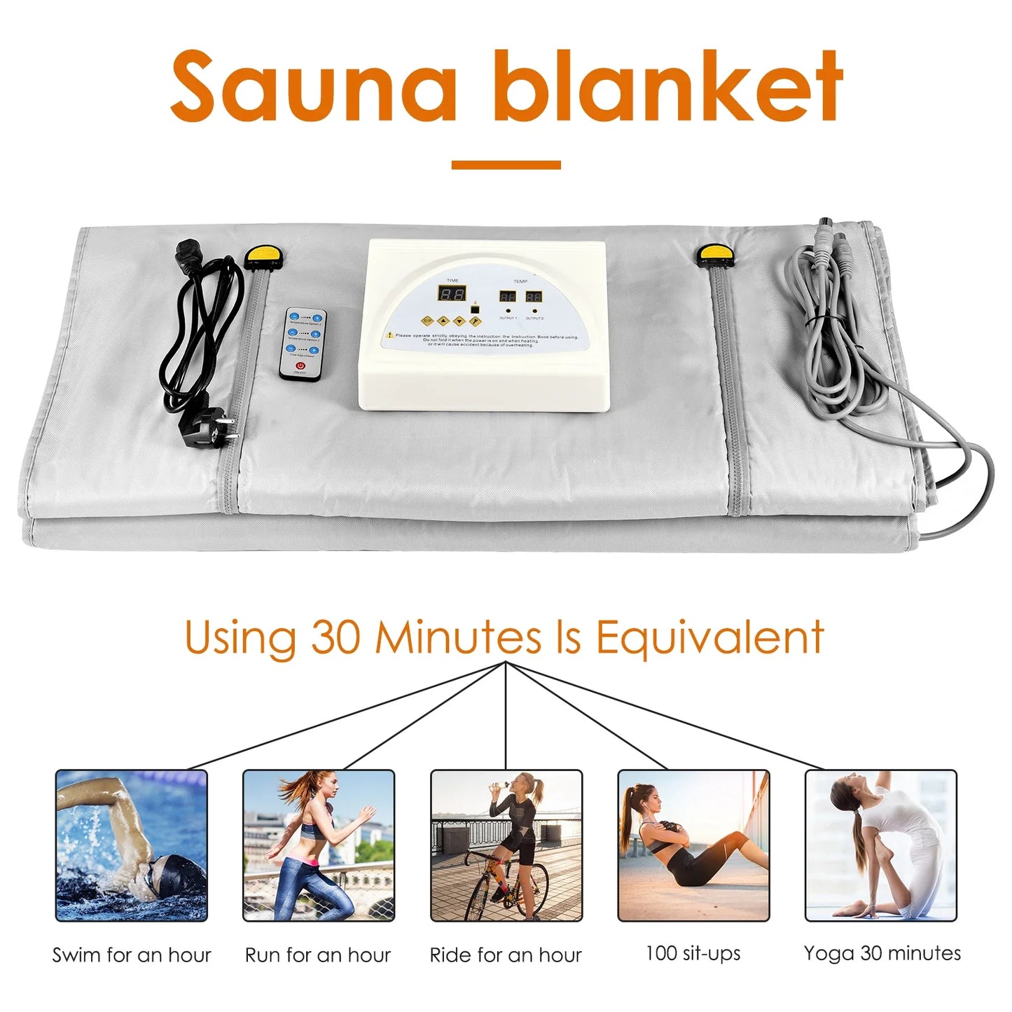 Professional Infrared Sauna Blanket – Slimming Heating Blanket with Zipper Design for Weight Loss & Detox, 180x80cm Home Spa