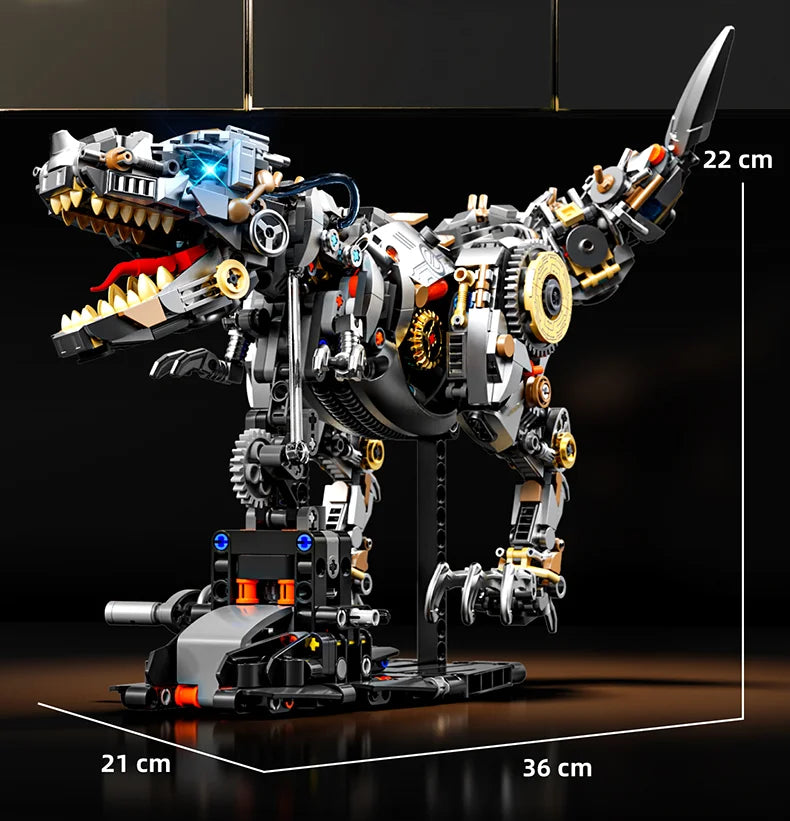 Mechanical Animal Building Blocks – T-Rex, Whale, Parrot, Devil Ray & Shark Model with Lights for Kids & Adults