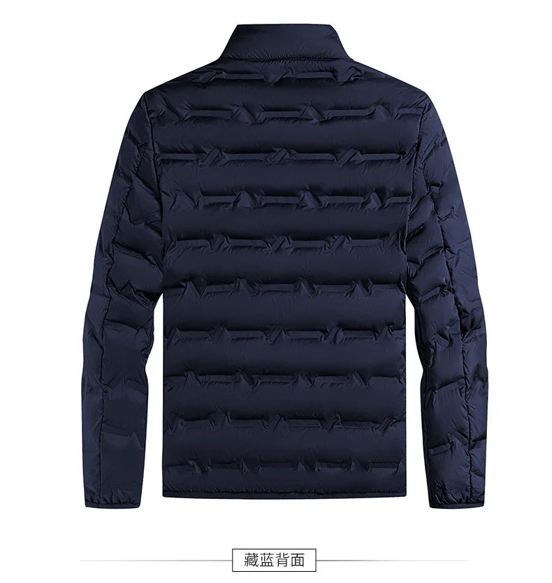Graphene Self-Heating Down Jacket for Men – Solid Windproof, Pleated Stand Collar, Warm Winter Outerwear