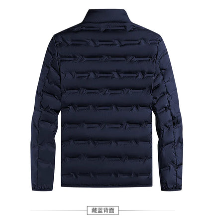 Graphene Self-Heating Down Jacket for Men – Solid Windproof, Pleated Stand Collar, Warm Winter Outerwear