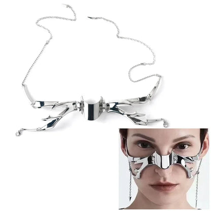 Fashion Gothic Cyberpunk Mask – Irregular Liquid Silver Hollow Jewelry, Individuality Accessory for Men & Women Party