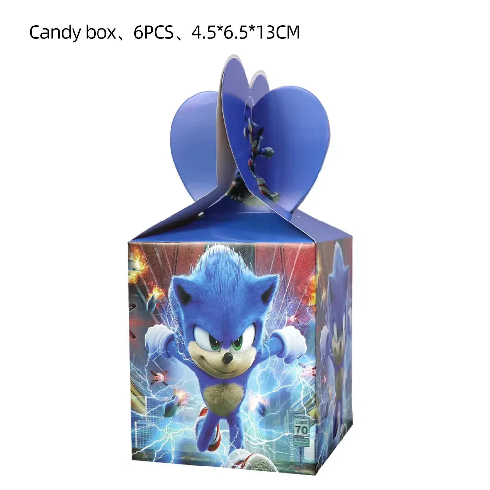 Sonic Cartoon Party Supplies Set – Disposable Tableware with Plates, Cups, Napkins & Balloons for Boys’ Birthday & Baby Shower Decor