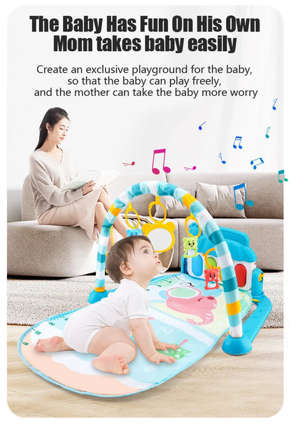 Baby Fitness Stand Music Play Gym – Newborn Piano Crawling Blanket & Pedal Activity Toy for Early Education (0-36 Months)