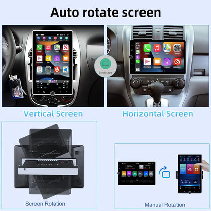 10 Inch Android 15 Car Stereo - Universal Double DIN Rotatable Touchscreen with Wireless CarPlay, GPS, Bluetooth, WiFi & Backup Camera Support