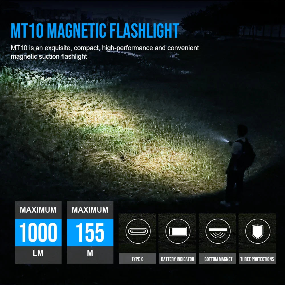 Trustfire MT10 EDC Flashlight | 1000 Lumen Rechargeable LED Lamp | USB-C Charging Torch | Mini 16340 | IPX8 Waterproof Work Light
