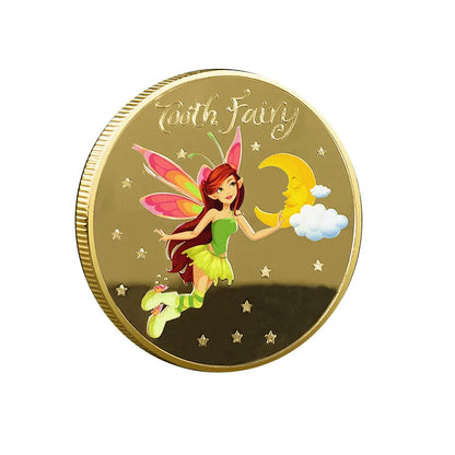 Colorful Tooth Fairy Coin - Gold Plated Commemorative Metal Gift for Kids, Lucky Collectible Coin