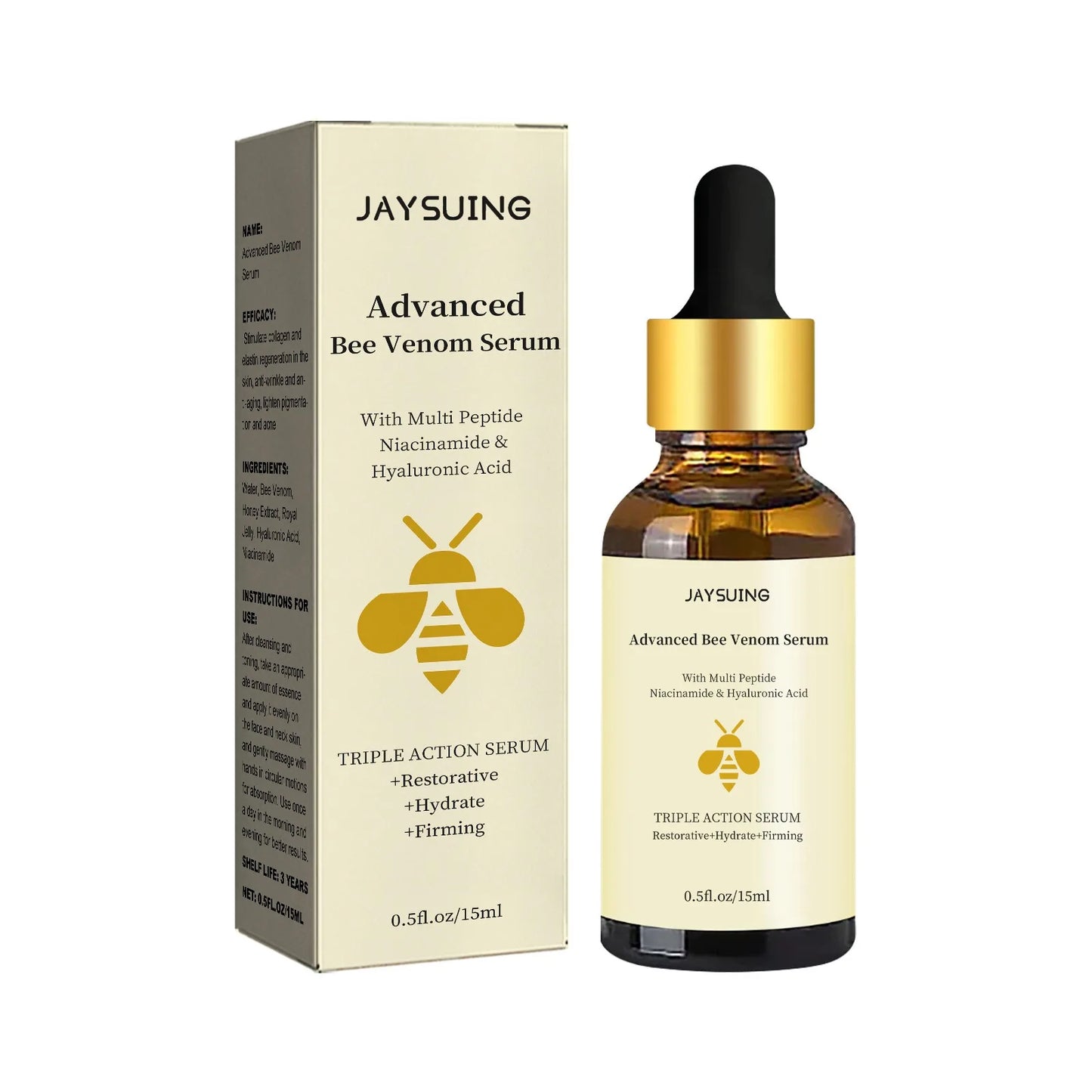 Bee Venom Anti-Aging Essence — Wrinkle Repair, Moisturizing & Firming Polypeptide Hyaluronic Acid Facial Serum