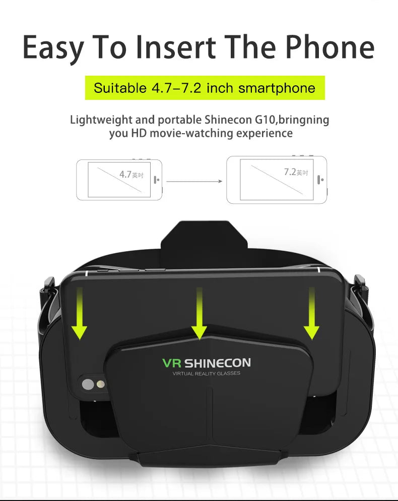 Shinecon 3D VR Headset – Virtual Reality Glasses with Helmet Lenses for Smartphones