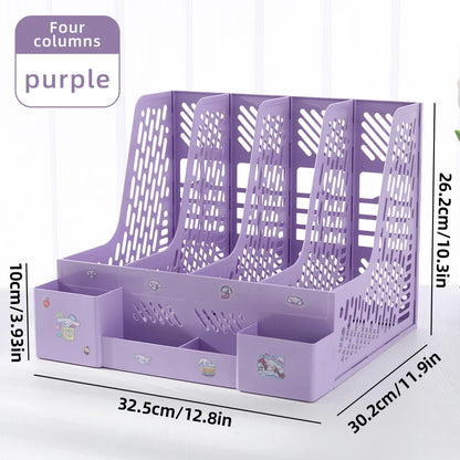 Multi-Color File Rack Folder Storage Box, Desktop File Box, Multi-Functional File Basket, Multi-Layer Shelf, Office Bookshelf Organizer