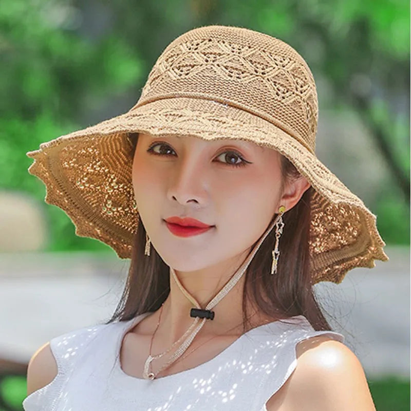 Children’s Summer Foldable Sun Hat – Korean Style Large Brim Hat with Sun Protection for Vacation and Outdoor Use
