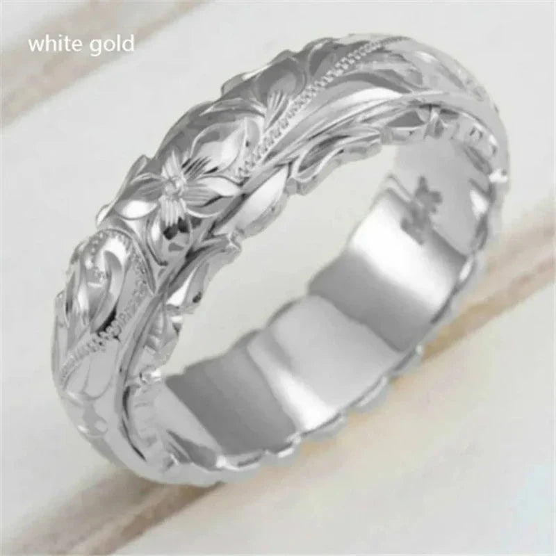 New 14K Gold Plated Carved Rose Flower Ring – Suspended Tail Ring for Women, Bling Engagement and Wedding Jewelry