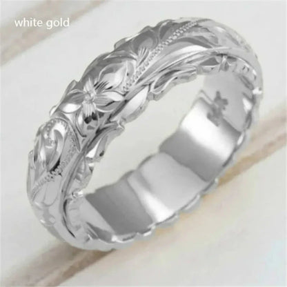 New 14K Gold Plated Carved Rose Flower Ring – Suspended Tail Ring for Women, Bling Engagement and Wedding Jewelry