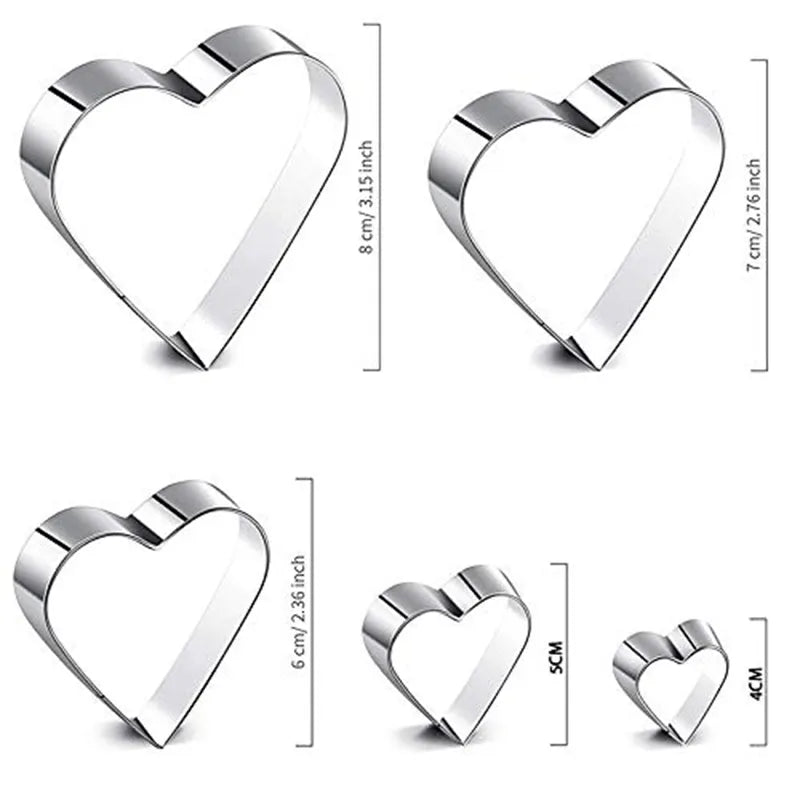 DIY Love Heart Stainless Steel Cookie Cutter Mould - Biscuit Mold for Fondant, Pastry, Cake Decorating, and Baking Tools in the Kitchen Bakeware