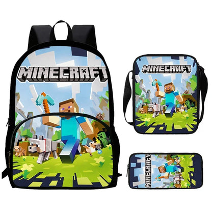 Mini-Craft Kids School Backpack Set — Front Pocket Backpack, Shoulder Bag & Pencil Case for Boys & Girls Ages 5-10
