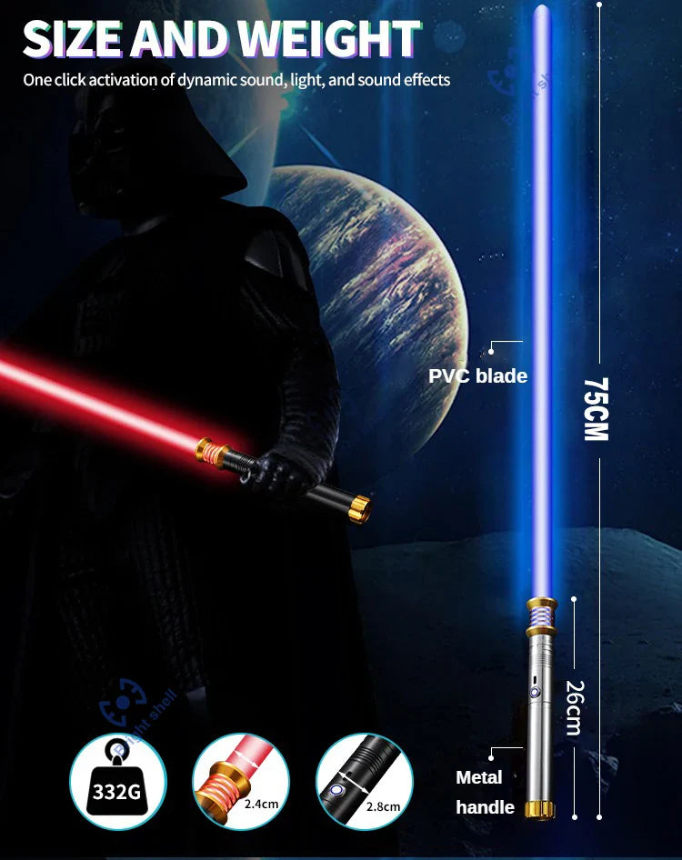 RGB Metal Lightsaber Toy – 15-Color Changing Laser Sword with Sound Effects, Force FX Jedi Blaster Gift for Kids