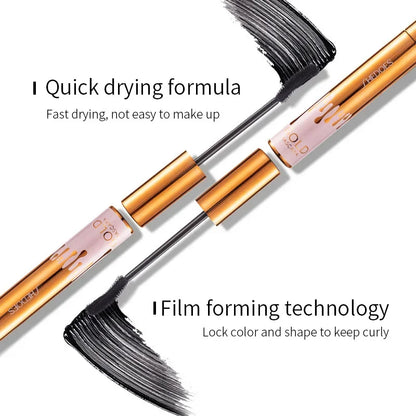 3D Lengthening Mascara - Black Eyelash Extension Effect with Long-Wear Gold Tube Makeup Brush