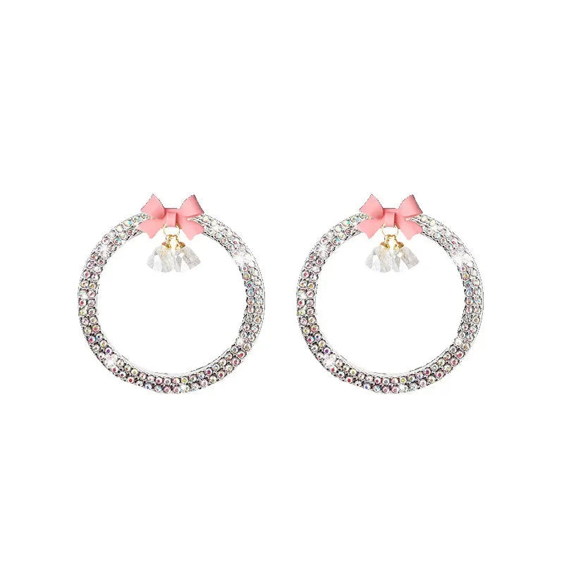 Rhinestone Bow Car Start Button Trim - Sparkling Diamond Decorative Ring Protective Cover for Auto Accessories