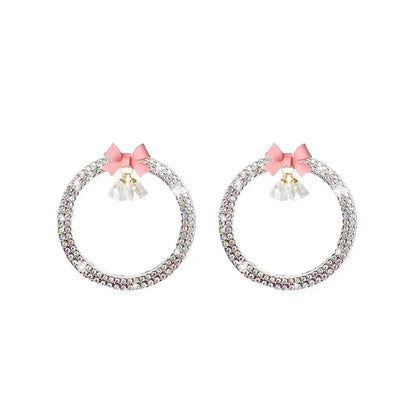 Rhinestone Bow Car Start Button Trim - Sparkling Diamond Decorative Ring Protective Cover for Auto Accessories