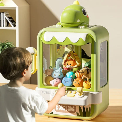 Dinosaur Claw Machine Toy - Mini Electronic Arcade Game with Music, Adjustable Catcher & Kids Birthday Gift