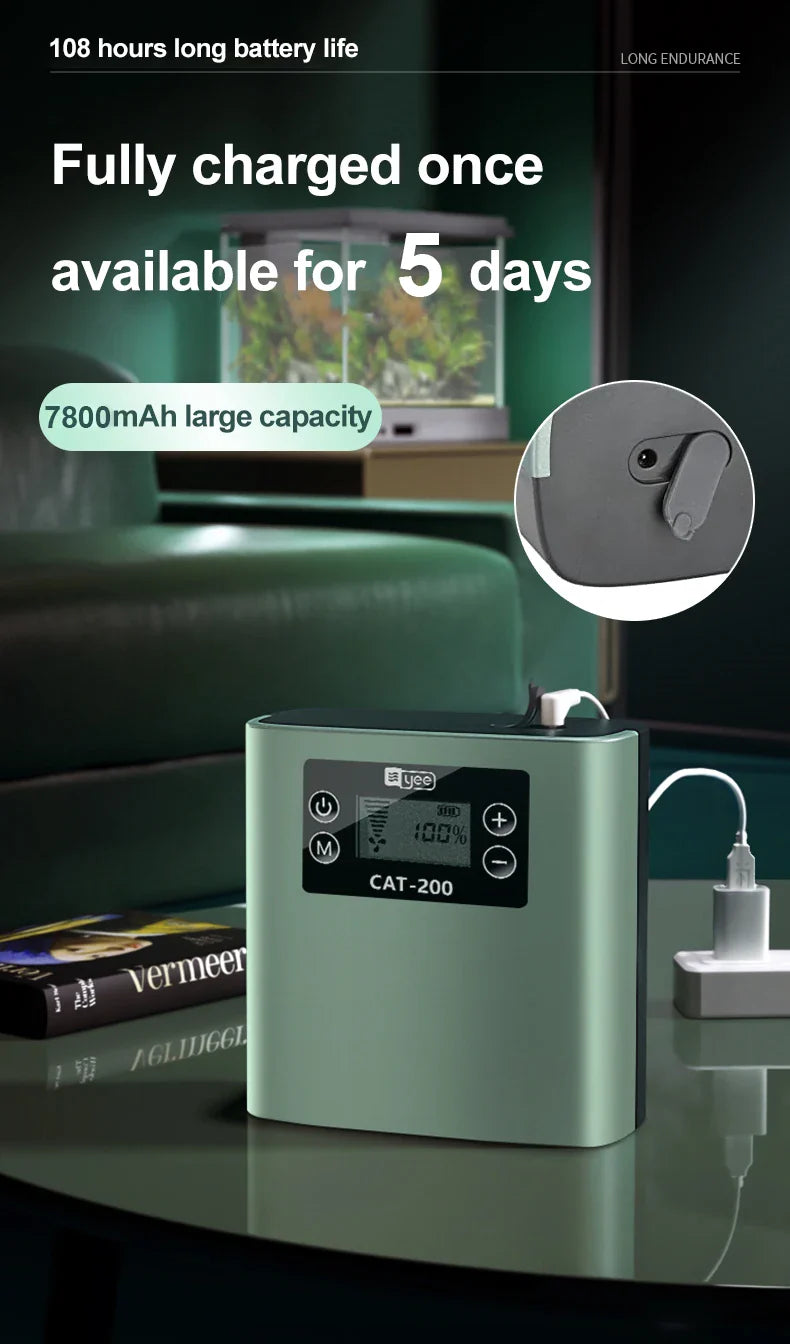 Ultra-Silent Rechargeable Aquarium Air Pump – 4W Lithium Battery Oxygen Aerator for Outdoor Fishing & High-Power Use