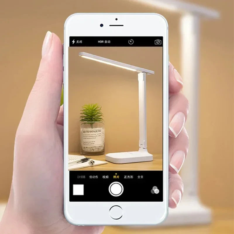 Folding LED Desk Lamp – Touch Dimmable Eye Protection Night Light for Bedroom, Bedside & Study with USB Plug-in