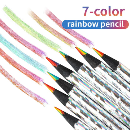 12pcs/Set Kawaii Rainbow Pencil - 7 Colors Concentric Gradient Crayons - Kids Gift for Art Painting and Drawing Stationery
