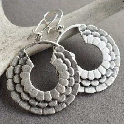 Vintage Ethnic Antique Metal Drop Earrings – Hollow Handmade Punk Statement Dangle Earrings for Women Jewelry
